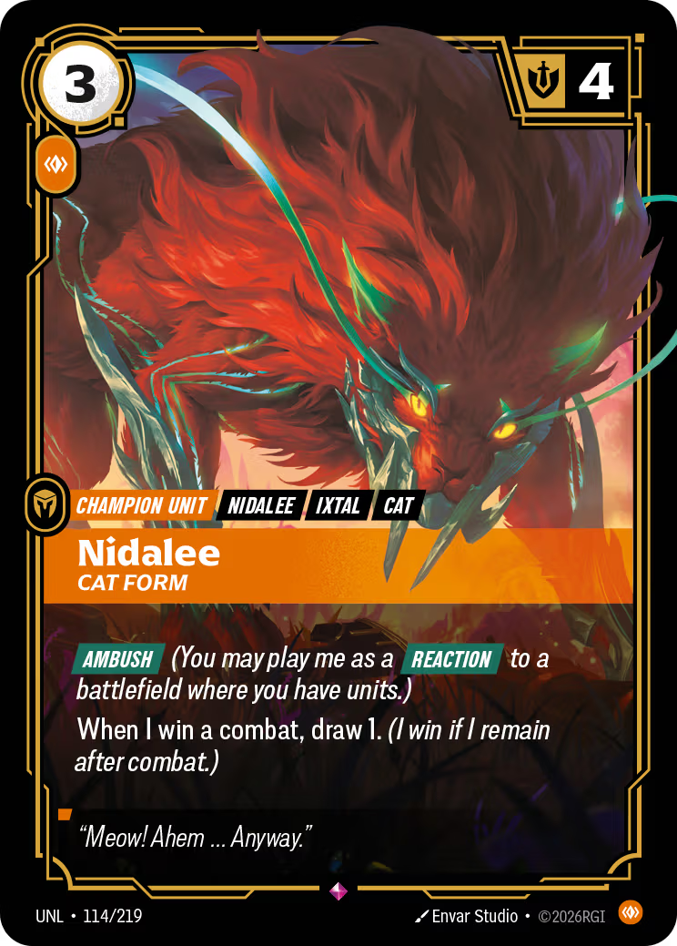 114/219 Nidalee, Cat Form - Rare - Unleashed