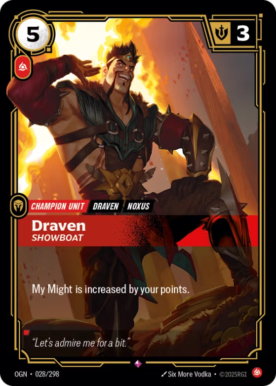 028/298 Draven, Showboat - Rare - Origins