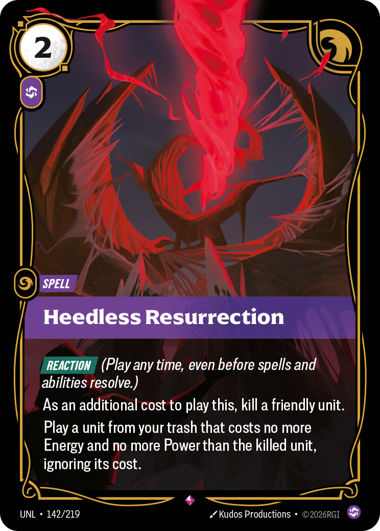 142/219 Heedless Resurrection - Rare - Unleashed