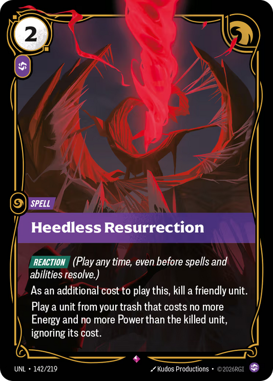 142/219 Heedless Resurrection - Rare - Unleashed