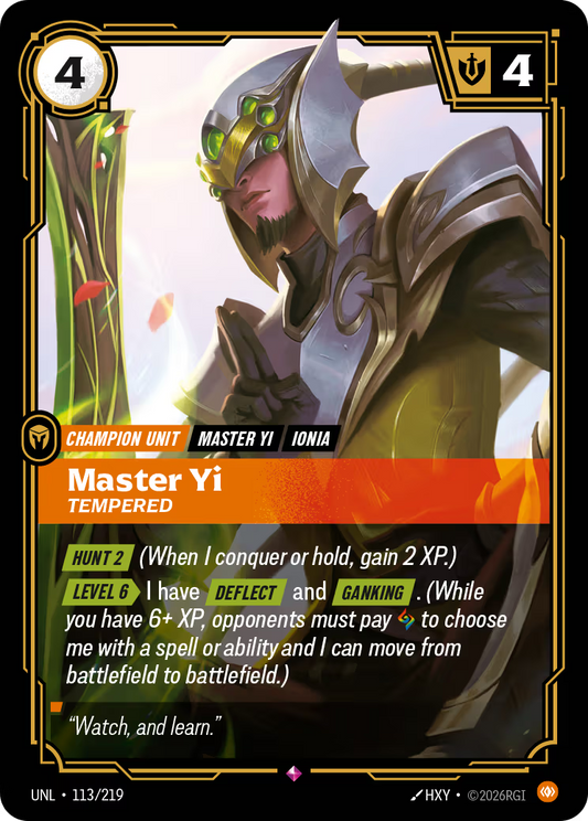 113/219 Master Yi, Tempered - Rare - Unleashed