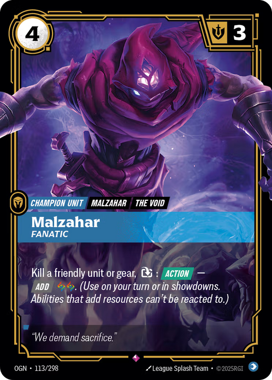 113/298 Malzahar, Fanatic - Rare - Origins