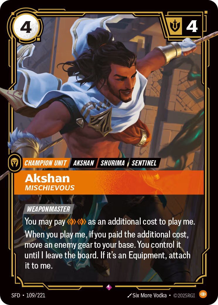 109/221 Akshan, Mischievous - Rare - Spiritforged