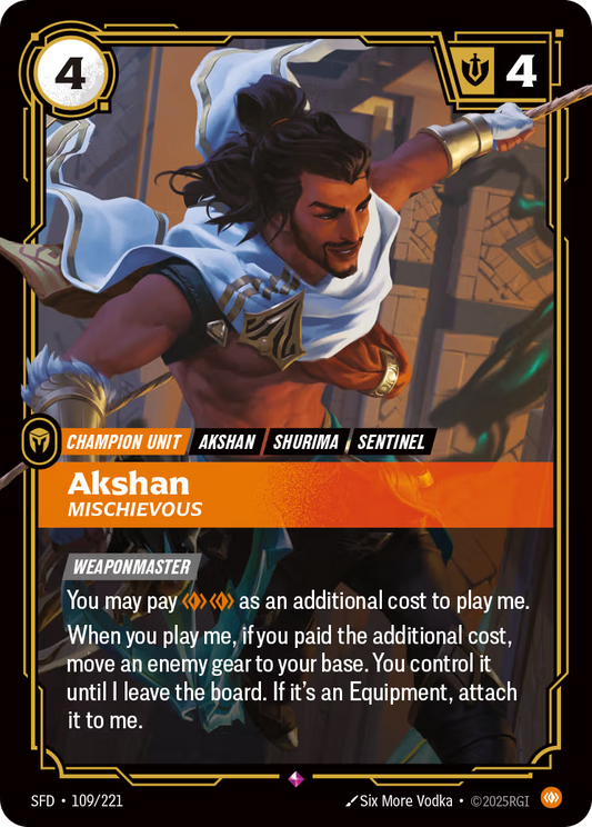 109/221 Akshan, Mischievous - Rare - Spiritforged